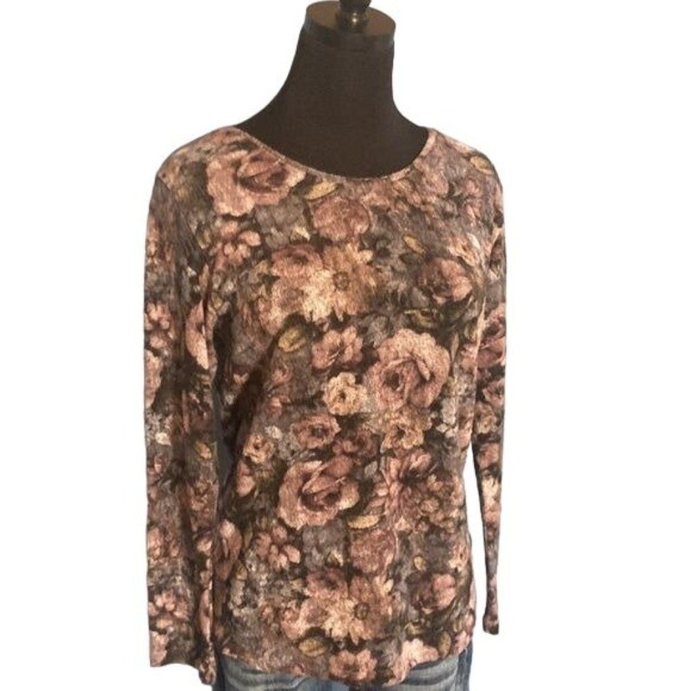 Dantelle Soft & Pretty Fuzzy Floral Top, Size Medium